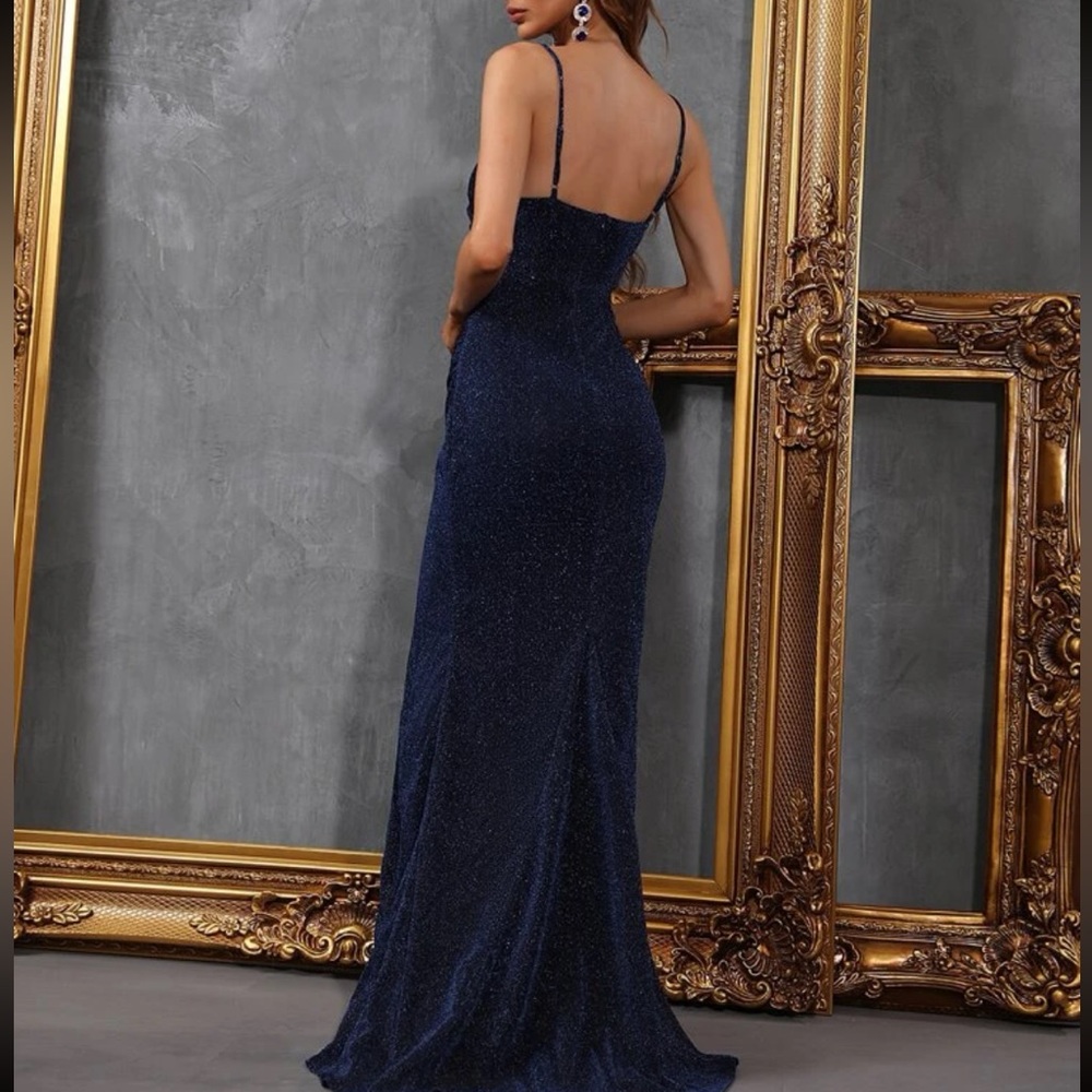 Luxe flit thigh glitter party formal evening prom bridesmaids wedding gown - Picture 3 of 7